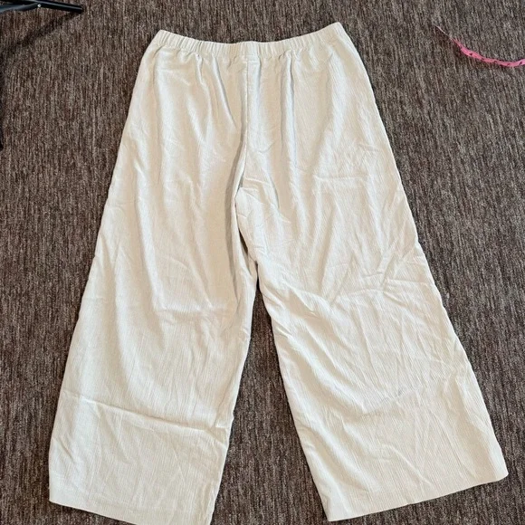 Pure Jill Sandwashed Wide Leg Crop Pull On Pants Cream Large - Picture 2 of 6